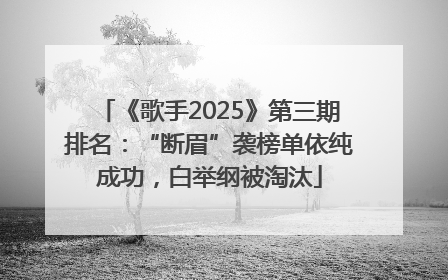 《歌手2025》第三期排名：“断眉”袭榜单依纯成功，白举纲被淘汰