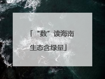 “数”读海南生态含绿量