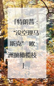 特朗普：“没空理马斯克” 欧洲抛橄榄枝