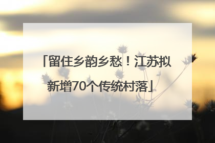 留住乡韵乡愁！江苏拟新增70个传统村落