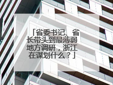 省委书记、省长带头到最薄弱地方调研，浙江在谋划什么？