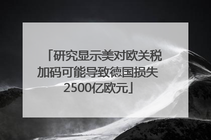 研究显示美对欧关税加码可能导致德国损失2500亿欧元