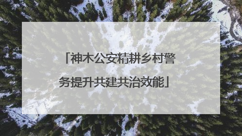 神木公安精耕乡村警务提升共建共治效能