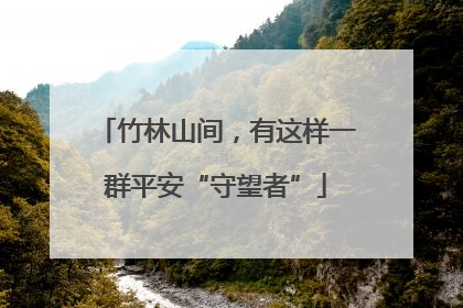 竹林山间，有这样一群平安“守望者”