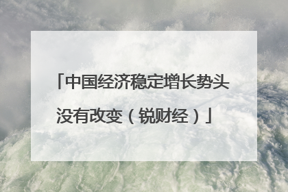 中国经济稳定增长势头没有改变（锐财经）