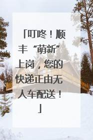 叮咚！顺丰“萌新”上岗，您的快递正由无人车配送！