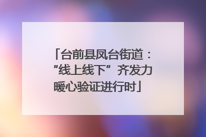 台前县凤台街道：“线上线下”齐发力 暖心验证进行时