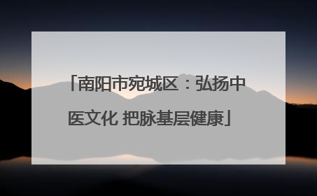 南阳市宛城区：弘扬中医文化 把脉基层健康