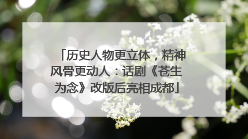 历史人物更立体，精神风骨更动人：话剧《苍生为念》改版后亮相成都