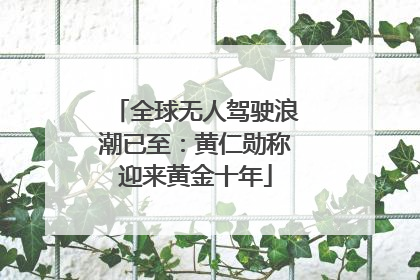 全球无人驾驶浪潮已至:黄仁勋称迎来黄金十年