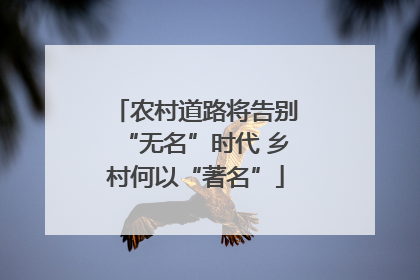 农村道路将告别“无名”时代 乡村何以“著名”