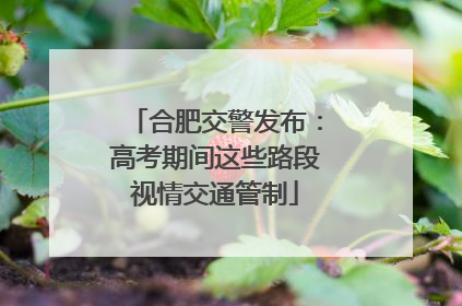 合肥交警发布：高考期间这些路段视情交通管制