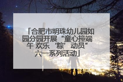 合肥市明珠幼儿园如园分园开展“童心撞端午 欢乐‘粽’动员”六一系列活动