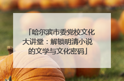 哈尔滨市委党校文化大讲堂：解锁明清小说的文学与文化密码