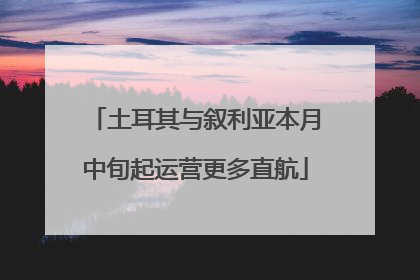 土耳其与叙利亚本月中旬起运营更多直航