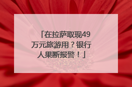 在拉萨取现49万元旅游用？银行人果断报警！