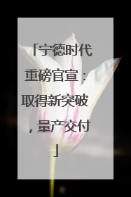 宁德时代重磅官宣：取得新突破，量产交付