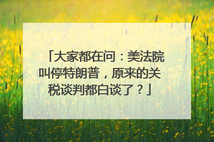 大家都在问：美法院叫停特朗普，原来的关税谈判都白谈了？