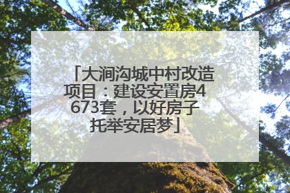 大涧沟城中村改造项目：建设安置房4673套，以好房子托举安居梦