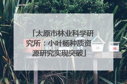 太原市林业科学研究所：小叶杨种质资源研究实现突破