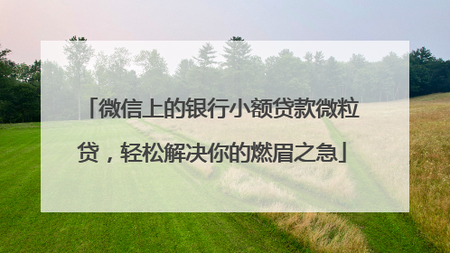 微信上的银行小额贷款微粒贷，轻松解决你的燃眉之急