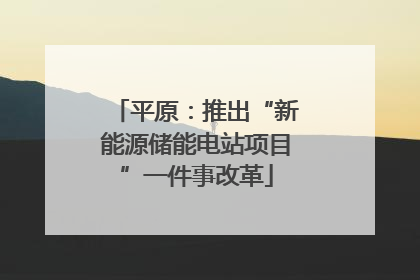 平原：推出“新能源储能电站项目”一件事改革