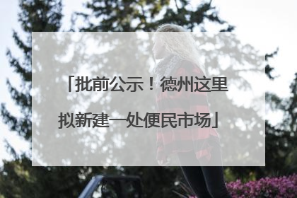 批前公示！德州这里拟新建一处便民市场