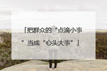 把群众的“点滴小事”当成“心头大事”
