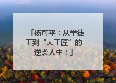 杨可平：从学徒工到“大工匠”的逆袭人生！