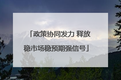政策协同发力 释放稳市场稳预期强信号