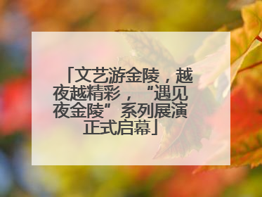 文艺游金陵，越夜越精彩，“遇见夜金陵”系列展演正式启幕