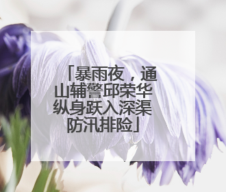 暴雨夜，通山辅警邱荣华纵身跃入深渠防汛排险