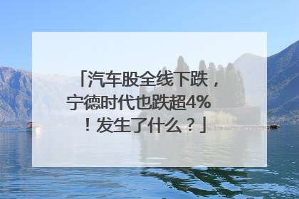 汽车股全线下跌，宁德时代也跌超4%！发生了什么？