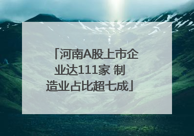 河南A股上市企业达111家 制造业占比超七成