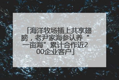 海洋牧场插上共享翅膀，老尹家海参认养“一亩海”累计合作近200企业客户