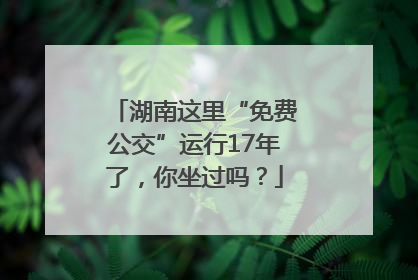 湖南这里“免费公交”运行17年了，你坐过吗？