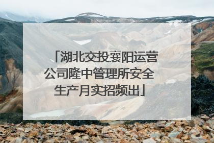 湖北交投襄阳运营公司隆中管理所安全生产月实招频出