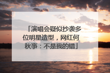 演唱会疑似抄袭多位明星造型，网红何秋亊：不是我的错