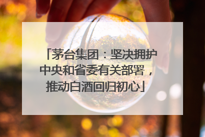 茅台集团：坚决拥护中央和省委有关部署，推动白酒回归初心