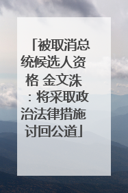 被取消总统候选人资格 金文洙：将采取政治法律措施讨回公道