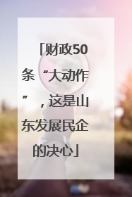财政50条“大动作”，这是山东发展民企的决心