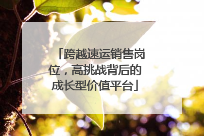 跨越速运销售岗位，高挑战背后的成长型价值平台