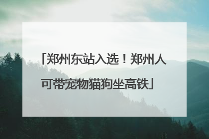 郑州东站入选！郑州人可带宠物猫狗坐高铁
