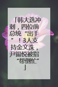 韩大选冲刺，四位前总统“出手”！3人支持金文洙，尹锡悦被指“帮倒忙”