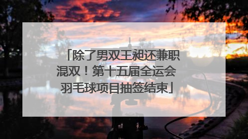 除了男双王昶还兼职混双！第十五届全运会羽毛球项目抽签结束