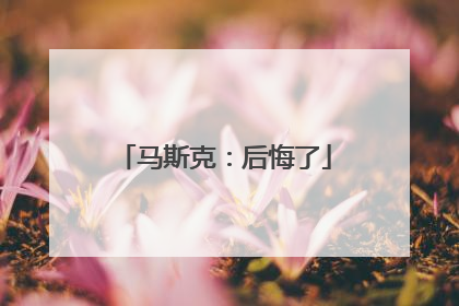马斯克：后悔了