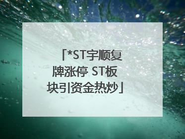 *ST宇顺复牌涨停 ST板块引资金热炒